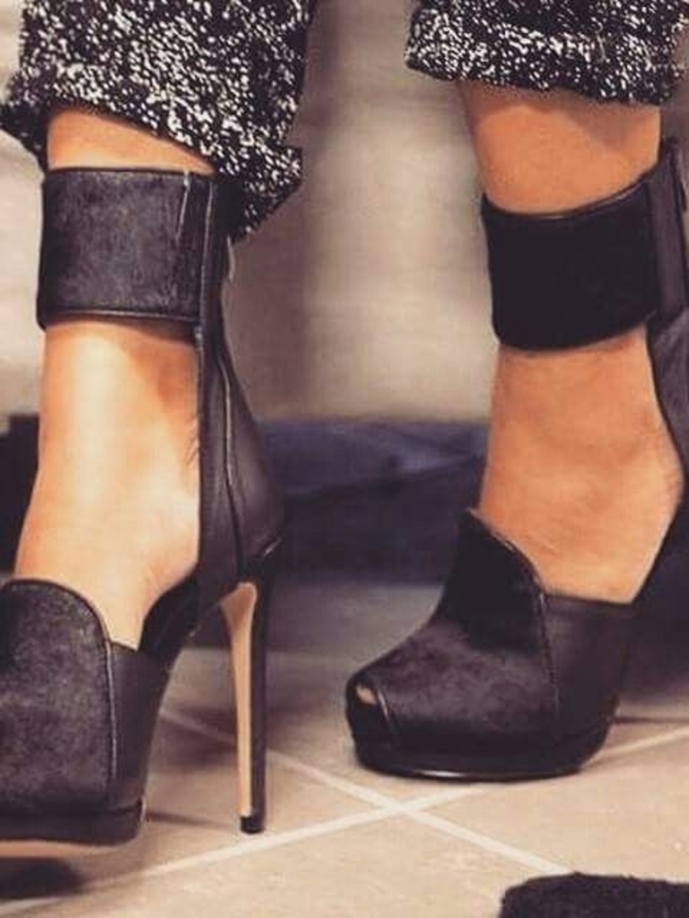 Women’s Black High Heel Ankle Strap Pumps